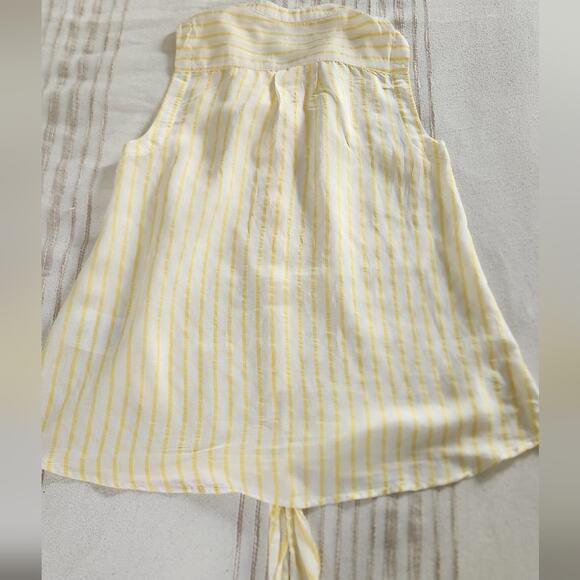 Anthropologie Maeve Yellow White Striped Sleeveless Tank Blouse Size 2 - Picture 8 of 9